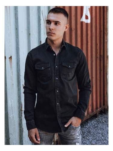 Черна дънкова риза за мъже