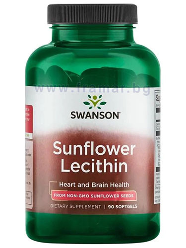 СУОНСЪН СЛЪНЧОГЛЕДОВ ЛЕЦИТИН ОТ СЛЪНЧОГЛЕДОВИ СЕМКИ БЕЗ ГМО капсули 1200 мг * 90