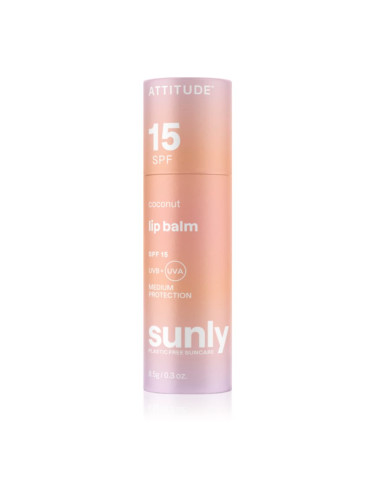 Attitude Sunly Lip Balm защитен балсам за устни SPF 15 Coconut 8,5 гр.