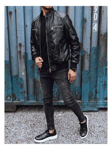 Мъжко кожено преходно яке, черно