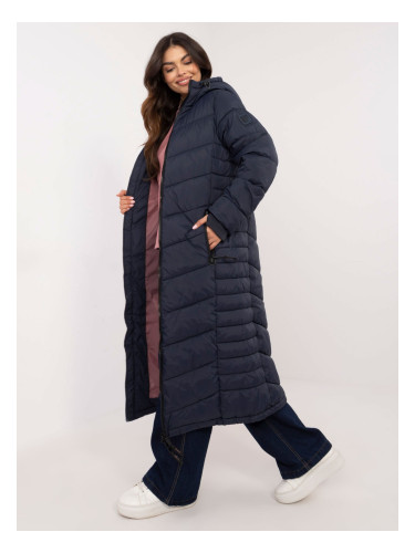 Dark blue long winter jacket with SUBLEVEL stitching