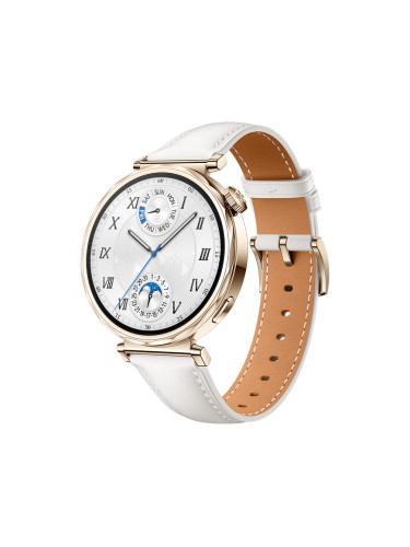 КОМБИНАЦИЯ С ПОДАРЪК Huawei Watch GT 5 41mm JNA-B19L - Gold with White Composite Leather Strap + Huawei FreeBuds SE 2 ULC-CT010 - Ceramic White