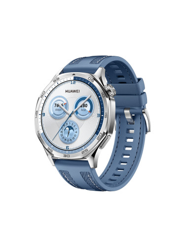 КОМБИНАЦИЯ С ПОДАРЪК Huawei Watch GT 5 46mm VLI-B19W - Silver with Blue Woven Strap + Huawei FreeBuds SE 2 ULC-CT010 - Ceramic White