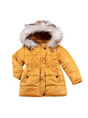 Детско зимно яке в горчица с качулка