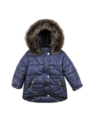 Детско зимно яке за момиче в тъмносиньо с качулка