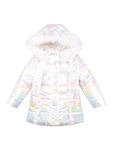 Детско зимно яке за момиче в преливащи цветове с качулка