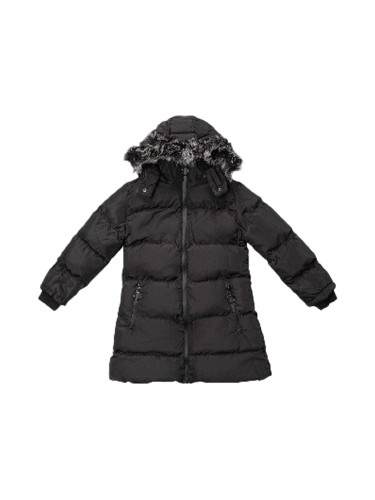 Детско ватирано зимно яке за момиче с качулка в черно