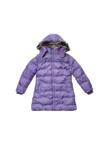 Детско ватирано зимно яке за момиче с качулка в лилаво