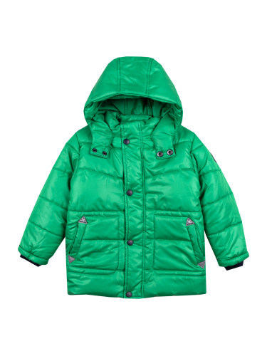 Детско зимно яке за момче в зелено с качулка