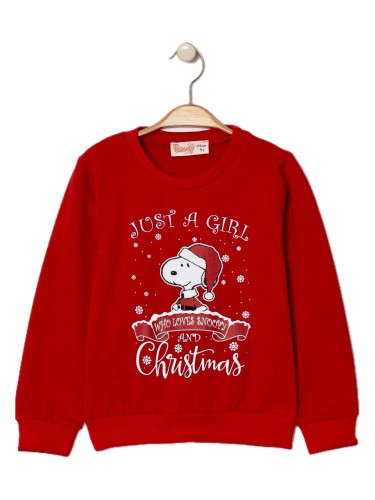 Коледна ватирана блуза в червено с коледни картинки 57777778