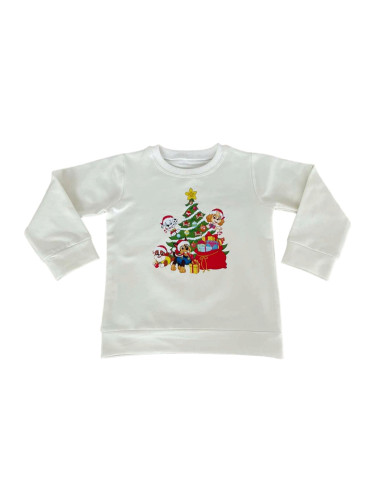 Детска ватирана коледна блуза с Пес Патрул в бяло