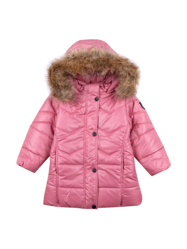 Детско зимно дебело яке за момиче с качулка в розово