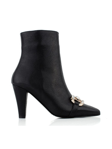 Дамски кожени боти на токв черно w448