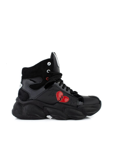 Дамски кожени кецове в черно 3202