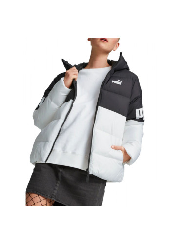 PUMA Power Hooded Down Puffer Jacket White/Black