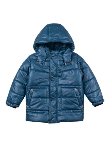 Детско зимно яке за момче в петролено тъмносиньо с качулка