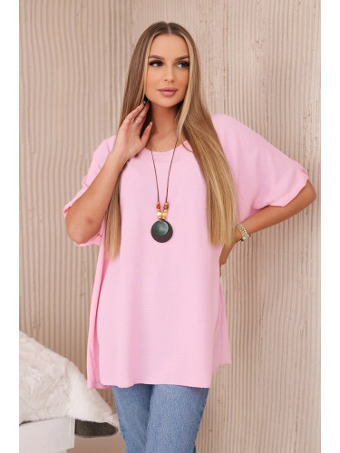 Oversized blouse with pendant light pink color