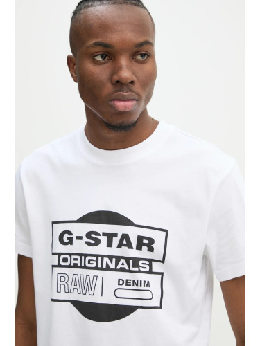 Памучна тениска G-Star в бяло с принт D25443-8415