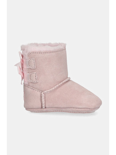 Бебешки велурени обувки UGG BABY BAILEY BOW в розово 1157692I