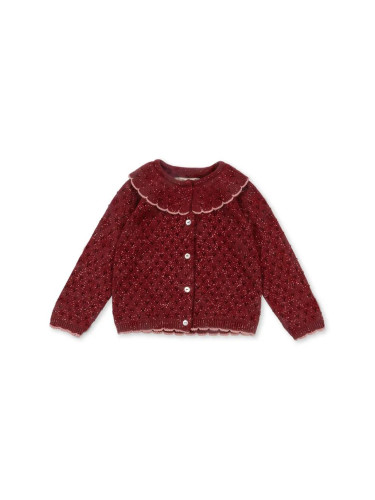 Детска жилетка Konges Sløjd HOLIDAY KNIT CARDIGAN в червено от лека материя KS101994