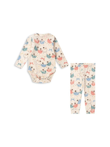 Комплект за бебета Konges Sløjd BASIC BODY/PANTS SET GOTS в бежово KS101888