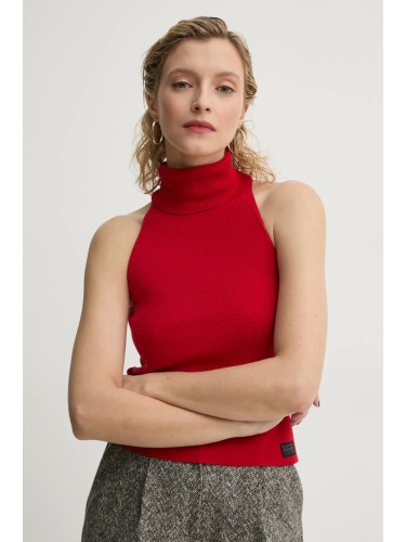 Памучен елек G-Star в червено от лека материя с поло D26410-D487