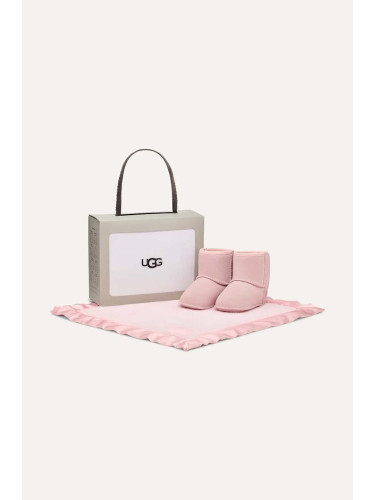 Бебешки велурени обувки UGG BABY CLASSIC AND LOVEY в розово 1157707I