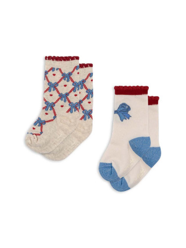 Детски чорапи Konges Sløjd JAQUARD BOW SOCKS (2 броя) в бежово KS101359