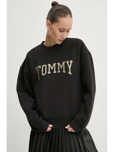 Суичър Tommy Jeans в черно с принт DW0DW19845