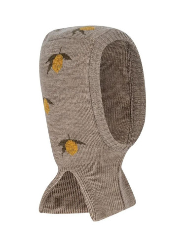 Детска вълнена балаклава Konges Sløjd BELOU LEMON KNIT BALACLAVA в сиво KS101426