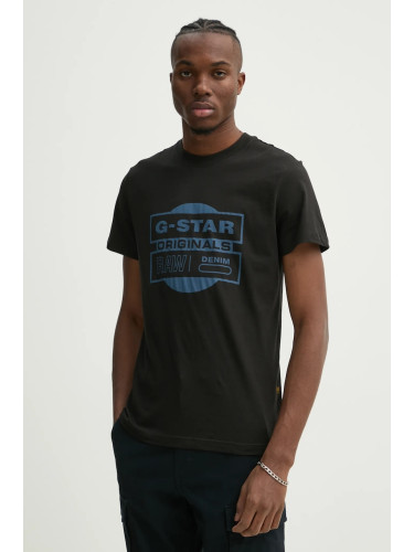 Памучна тениска G-Star в черно с принт D25443-8415