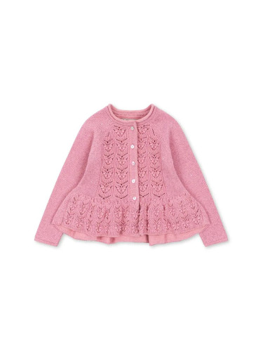 Детска жилетка Konges Sløjd CABBY FRILL CARDIGAN в розово KS101445