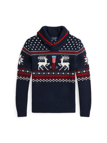 Детски пуловер с вълна Polo Ralph Lauren в тъмносиньо 323951375001