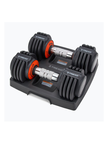 Комплект регулируеми дъмбели TREXO 2 x 5,75 kg black
