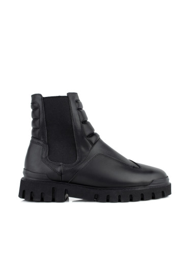 Мъжки кожени боти в черно с ластик 635