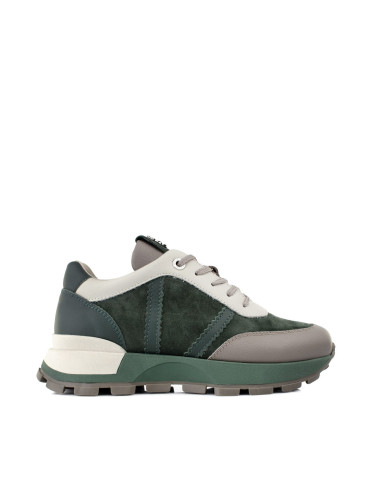 Дамски кожени маратонки в зелено и бежово 20903