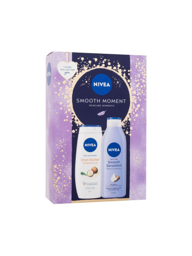 Nivea Smooth Moment Подаръчен комплект лосион за тяло Smooth Sensation 250 ml + душ гел Shea Butter & Botanical Oil  250 ml увредена кутия