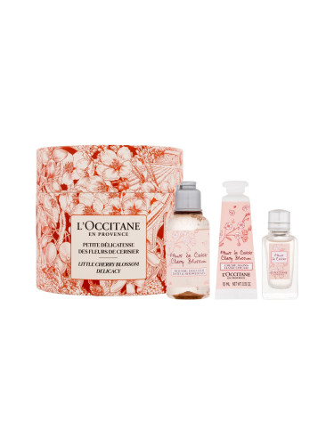 L'Occitane Cherry Blossom Подаръчен комплект EDT Cherry Blossom 7,5 ml + душ гел Cherry Blossom Bath & Shower Gel 35 ml + крем за ръце Cherry Blossom Hand Cream 10 ml