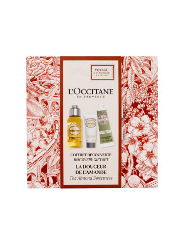 L'Occitane Almond (Amande) Discovery Gift Set Подаръчен комплект душ масло Almond Shower Oil 75 ml + крем за тяло Almond Milk Concentrate 20 ml + крем за ръце Almond Delicious Hands 30 ml