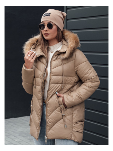 Дамско зимно яке MELOMA с качулка, бежово