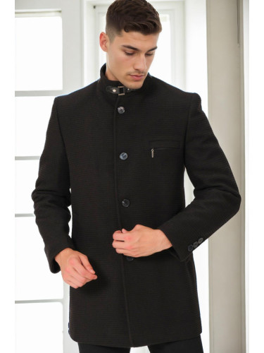 PLT8367 DEWBERRY MEN'S COAT-PLAIN BLACK-2