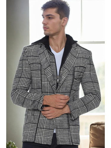 K7535 DEWBERRY MEN'S COAT-PLAID BLACK-1