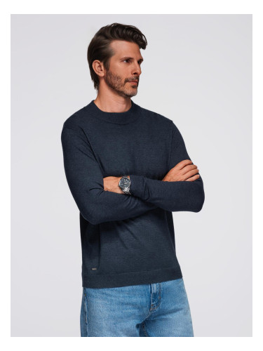 Ombre Men's knitted half turtleneck with viscose - navy blue