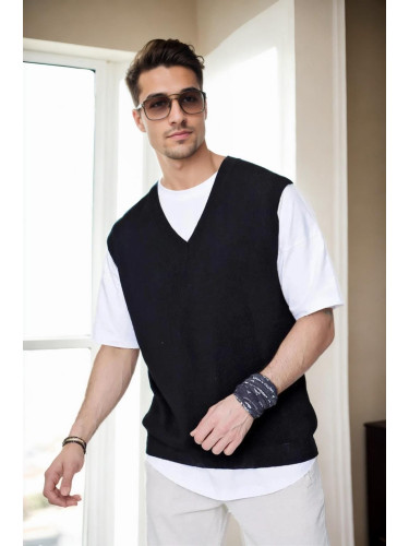 26088 Dewberry V-Neck Mens Sweater-BLACK