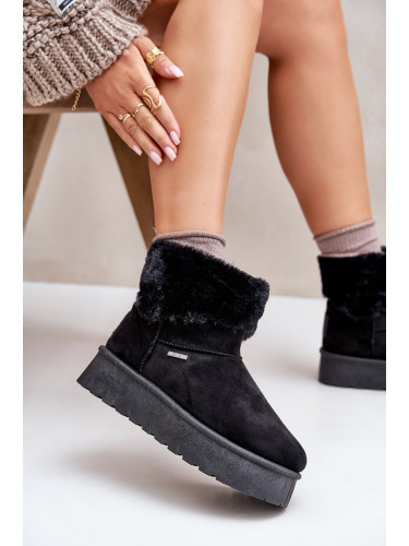 Platform Snow Boots with Fur Big Star Black