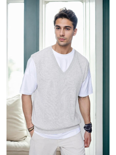 26088 Dewberry V-Neck Mens Sweater-GREY
