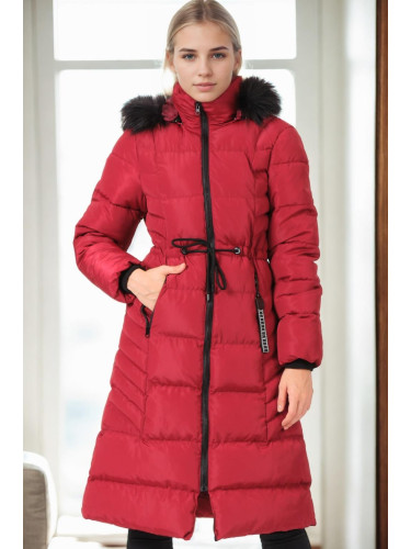 Z6758 DEWBERRY WOMEN'S COAT-PLAIN BURGUNDY