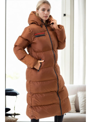 Z6756 DEWBERRY LADIES INFLATABLE COAT-CAMEL-1