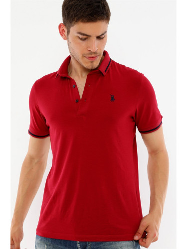 T8586 DEWBERRY MEN'S POLO NECK T-SHIRT-BURGUNDY