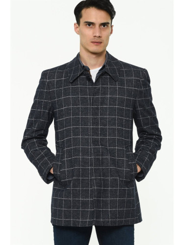 PLT8206 DEWBERRY MEN'S COAT-PATTERNED NAVY BLUE